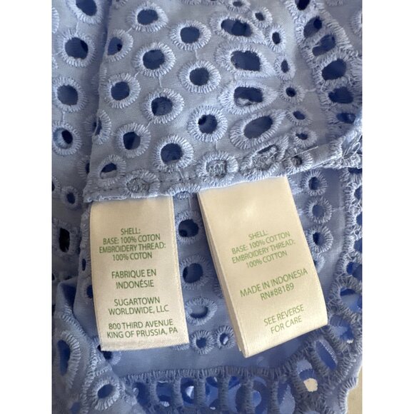 Lilly Pulitzer Gracee Pineapple Tile Eyelet Tunic Blue Shirt top size large - Picture 4 of 7